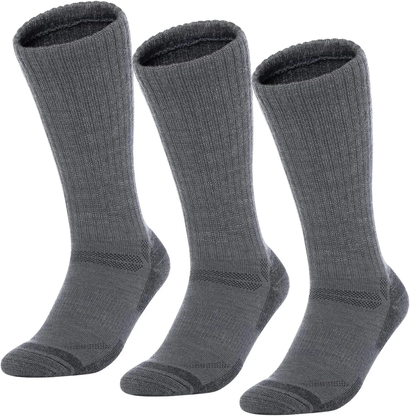 YEJIMONG Wool Hiking Working Socks for Men 3 Pairs, Thick Cushioned Warm Thermal Outdoor Boot Crew Socks